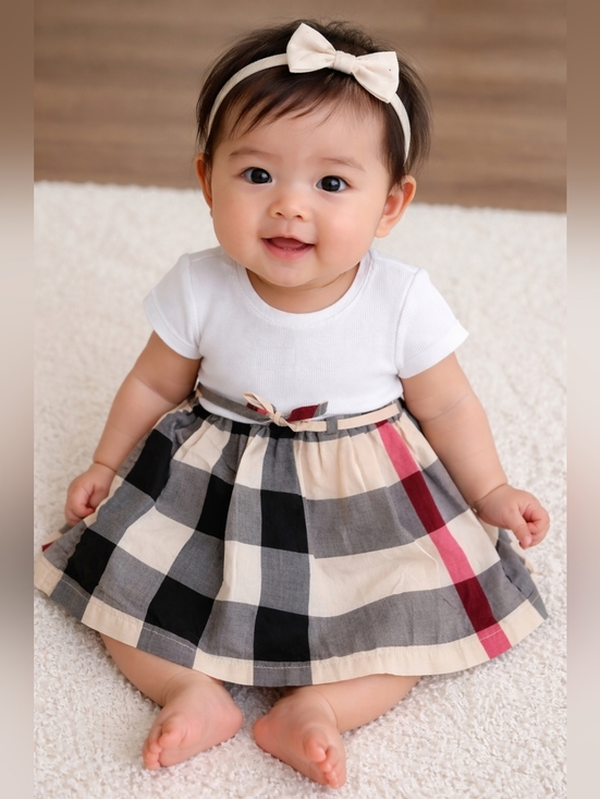 Burberry Other - Burberry Baby Girl Dress / Bodysuit Size 6 Months Nova Check Outfit